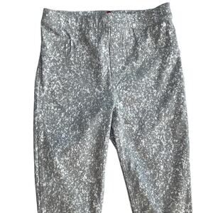 Spanx Jean-ish Legging Gray/White Speckled Jegging Pants Denim Feel Size M